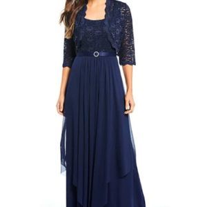 R & M Richards Women's Lace Jacket Dress